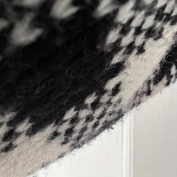 Vintage black white check plaid houndstooth cardigan lady jacket round neck - Picture 12 of 15